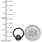 16G 3/8 Purple Gem Black Regal Crown Hinged Segment Ring