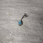 Blue Clear Gem Stylish Snowflake Holiday Belly Ring