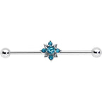 14G Blue Gem Frosty Snowflake Christmas Industrial Barbell 38mm