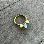 16G 3/8 White Synthetic Opal Gold Tone Trio Point Hinged Segment Ring