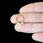 16G 3/8 White Synthetic Opal Gold Tone Trio Point Hinged Segment Ring