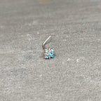 20G 7mm Blue Clear Gem Stylish Snowflake L Shape Nose Ring