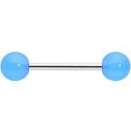 Light Blue Acrylic UV Glow Ends Barbell Tongue Ring
