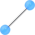Light Blue Acrylic UV Glow Ends Barbell Tongue Ring