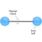 Light Blue Acrylic UV Glow Ends Barbell Tongue Ring