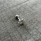 16G 1/4 Clear Gem Starry Flower Cartilage Tragus Earring