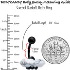 White Howlite Stone Black Claw Belly Ring