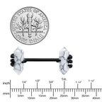 14G 9/16 White Howlite Black Claw Barbell Nipple Ring Set