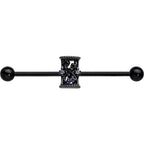 14G Purple Gem Black Gothic Hourglass Industrial Barbell 38mm