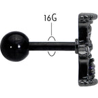 16G 1/4 Purple Gem Black Gothic Hourglass Cartilage Tragus Earring