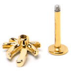 16G 5/16 Clear Gem Gold Tone Palm Tree Style Labret Monroe Tragus