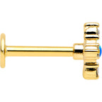 16G 5/16 Blue Synthetic Opal Gold Hue Rhombus Labret Monroe Tragus