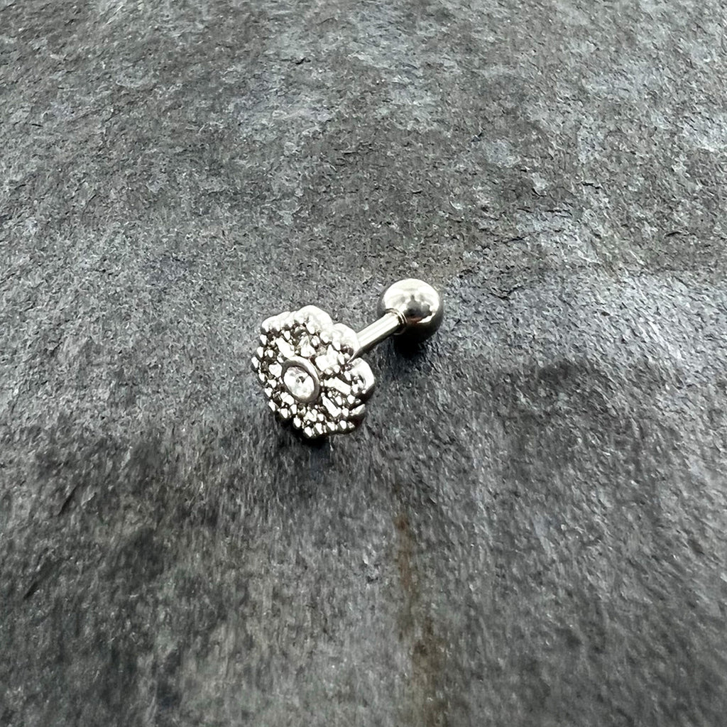 16G 1/4 Clear Gem Baroque Fabulous Flower Cartilage Tragus Earring