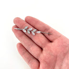 Clear CZ Gem Alternating Style Leafy Vine Ear Cuff Bar Earring
