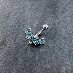 Blue Gem Flower Garland Belly Ring