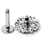 16G 1/4 Clear Blue Gem Embellished Cross Labret