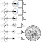 Aurora Gem 3mm to 8mm Ball End Stud Earrings Set of 6