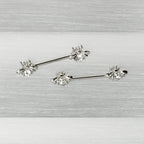 14G 9/16 Clear Gem Bee Beautiful Insect Barbell Nipple Ring Set