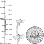 White Opalescent Simple Stylized Dragonfly Double Mount Belly Ring