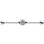 14G Clear Gem Bee Beautiful Insect Industrial Barbell 38mm