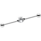 14G White Faux Opal Bee Beautiful Insect Industrial Barbell 38mm