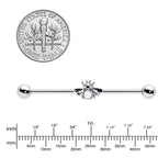 14G White Faux Opal Bee Beautiful Insect Industrial Barbell 38mm