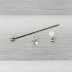 14G White Faux Opal Bee Beautiful Insect Industrial Barbell 38mm
