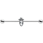14G Gem Deco Oval Industrial Barbell 38mm