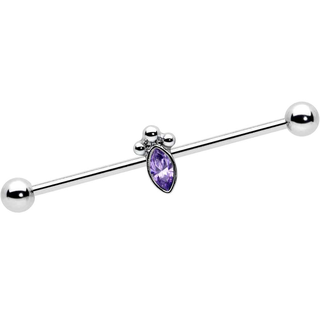 14G Gem Deco Oval Industrial Barbell 38mm