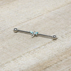 14G Blue Gem Simple Stylized Dragonfly Industrial Barbell 38mm