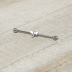 14G White Faux Opal Simple Style Dragonfly Industrial Barbell 38mm