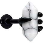 16G 5/16 White Howlite Black Claw Obelisk Labret Monroe Tragus