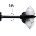 16G 5/16 White Howlite Black Claw Obelisk Labret Monroe Tragus