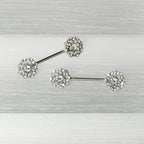 14G 9/16 Clear Gem Epic Fabulous Flower Barbell Nipple Ring Set