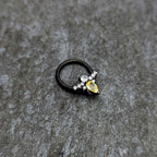 16G 3/8 Yellow Clear Gem Black Butterfly Hinged Segment Ring
