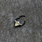 16G 3/8 Yellow Clear Gem Black Butterfly Hinged Segment Ring