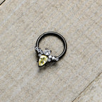 16G 3/8 Yellow Clear Gem Black Butterfly Hinged Segment Ring
