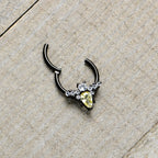 16G 3/8 Yellow Clear Gem Black Butterfly Hinged Segment Ring