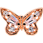 16G 5/16 Clear Gem Rose Gold Tone Opulent Butterfly Labret Tragus