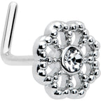 20G 7mm Clear Gem Epic Fabulous Flower L Shape Nose Ring