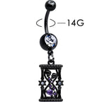 Clear Purple Gem Black Goth Heart Skulls Hourglass Dangle Belly Ring