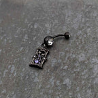 Clear Purple Gem Black Goth Heart Skulls Hourglass Dangle Belly Ring