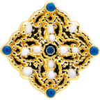 16G 5/16 Blue Gem Gold Tone Lacy Rhombus Labret Monroe Tragus