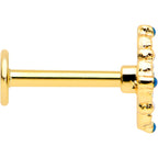 16G 5/16 Blue Gem Gold Tone Lacy Rhombus Labret Monroe Tragus