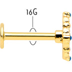16G 5/16 Blue Gem Gold Tone Lacy Rhombus Labret Monroe Tragus
