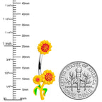 Happy Sunflower Trio Double Mount Belly Ring