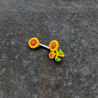 Happy Sunflower Trio Double Mount Belly Ring