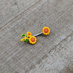 Happy Sunflower Trio Double Mount Belly Ring