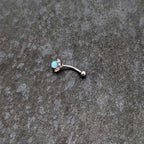 16G 5/16 White Synthetic Opal Style Flower Curved Eyebrow Ring