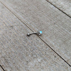 16G 5/16 White Synthetic Opal Style Flower Curved Eyebrow Ring